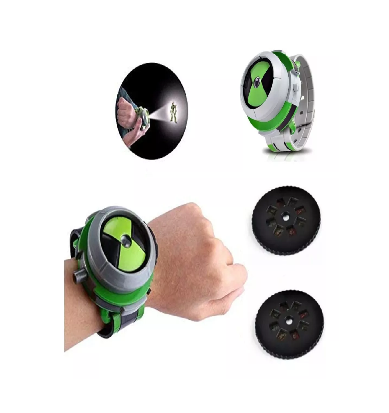 Foto 3 pulgar | Reloj Proyector de Imágenes Ben 10 Blanco/Verde para Niños