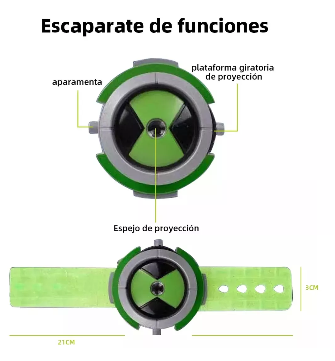 Foto 5 pulgar | Juguete Reloj Proyector de Imágenes Ben 10 Blanco/Verde para Niños