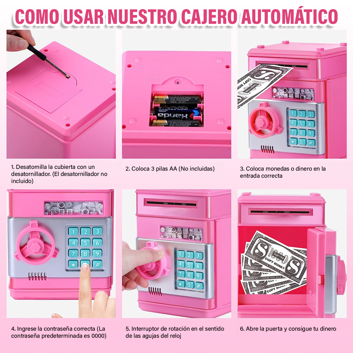 Foto 5 pulgar | Alcancía Electrónica Diseño De Caja Fuerte Mila Lady Bugg