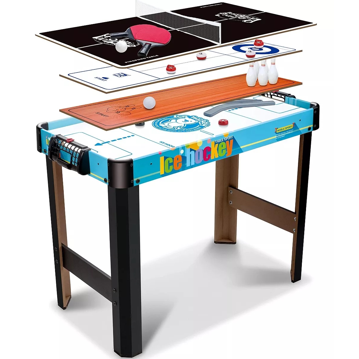 Mesa Multijuegos Combo 4 En 1 Ping Pong Hockey Boliche Tiro Eo Safe ...