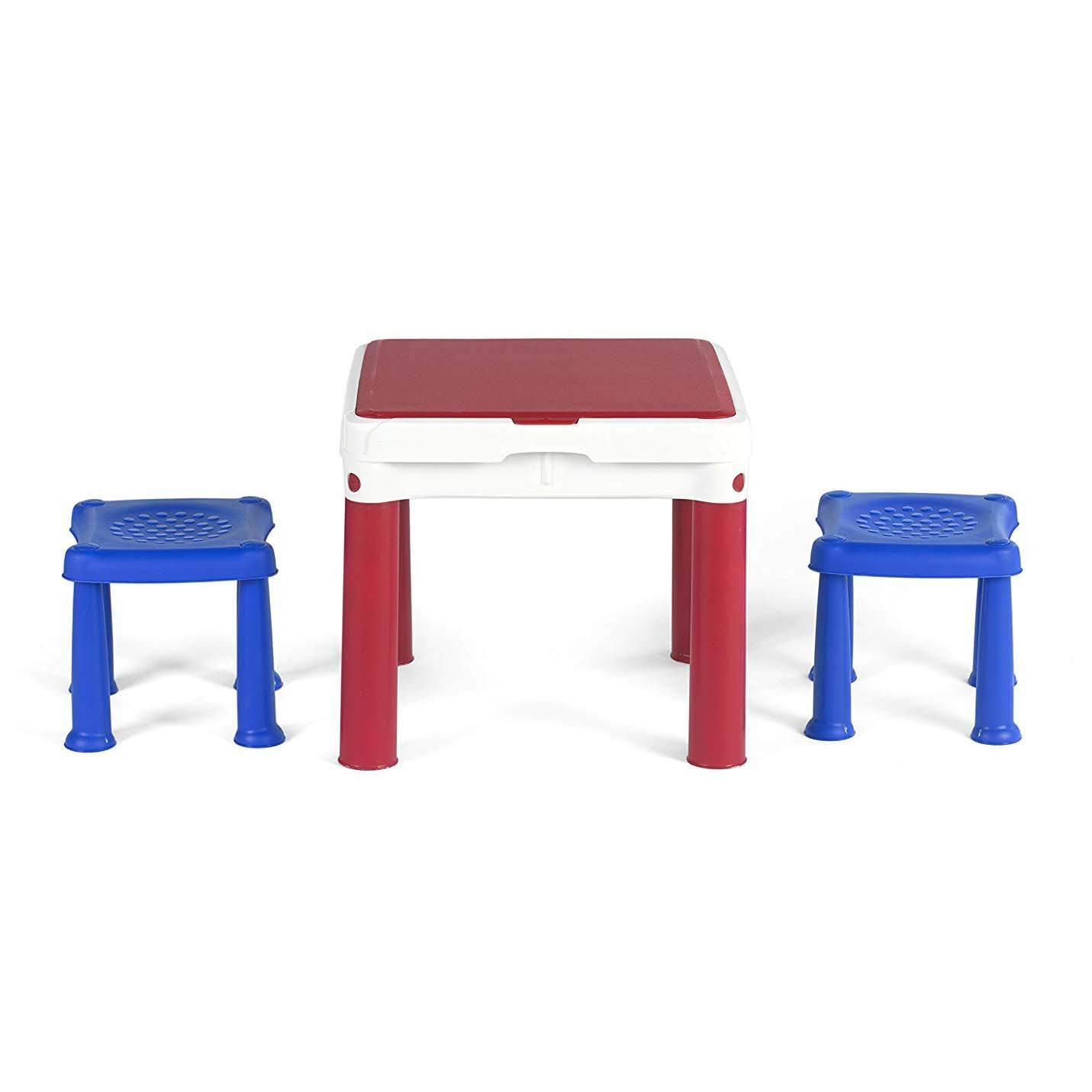 Juego De Mesa Y Banco Infantil Keter Desmontable Rojo Azul