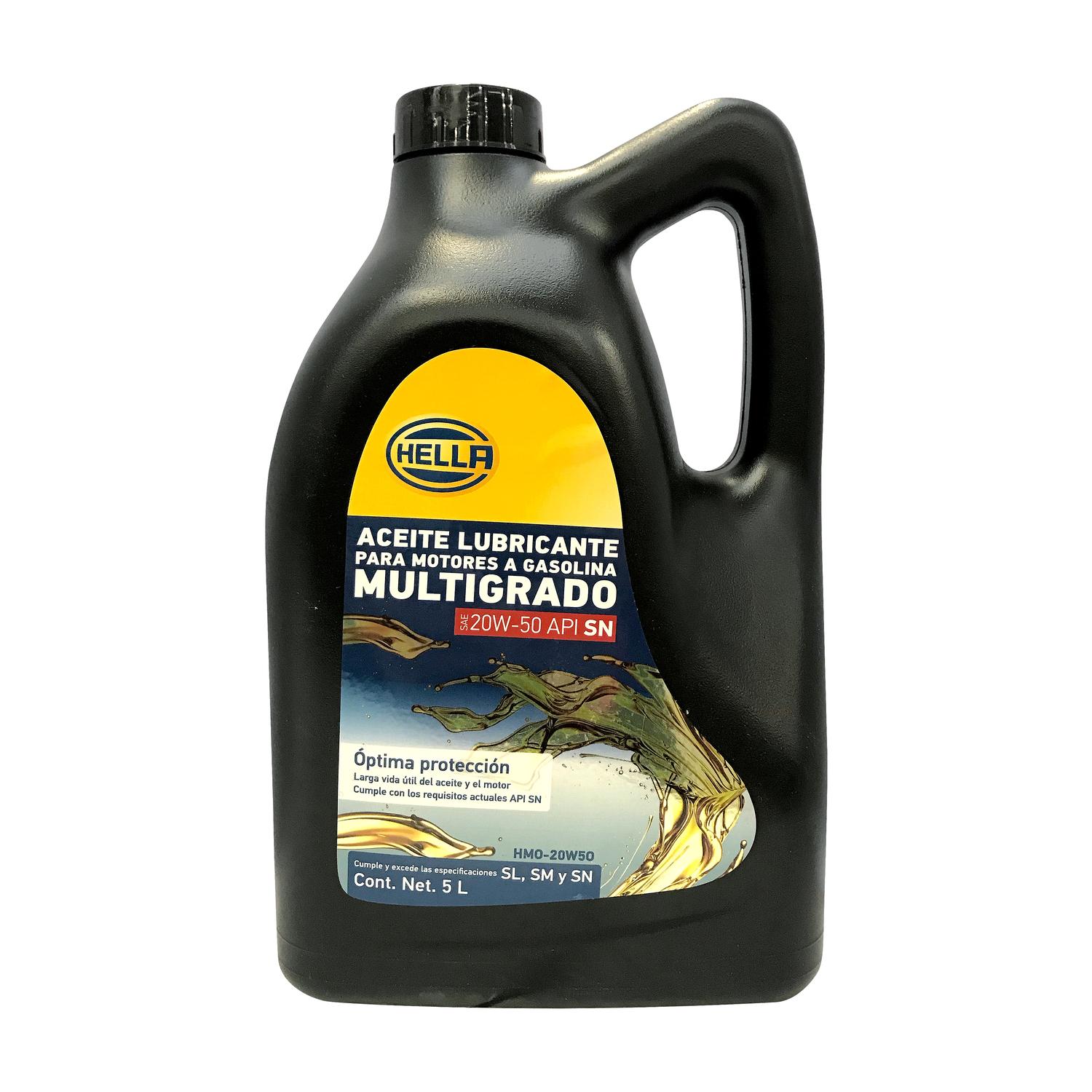 Aceite de Motor 20w50 Hella Mineral Multigrado Api SL de 5 l