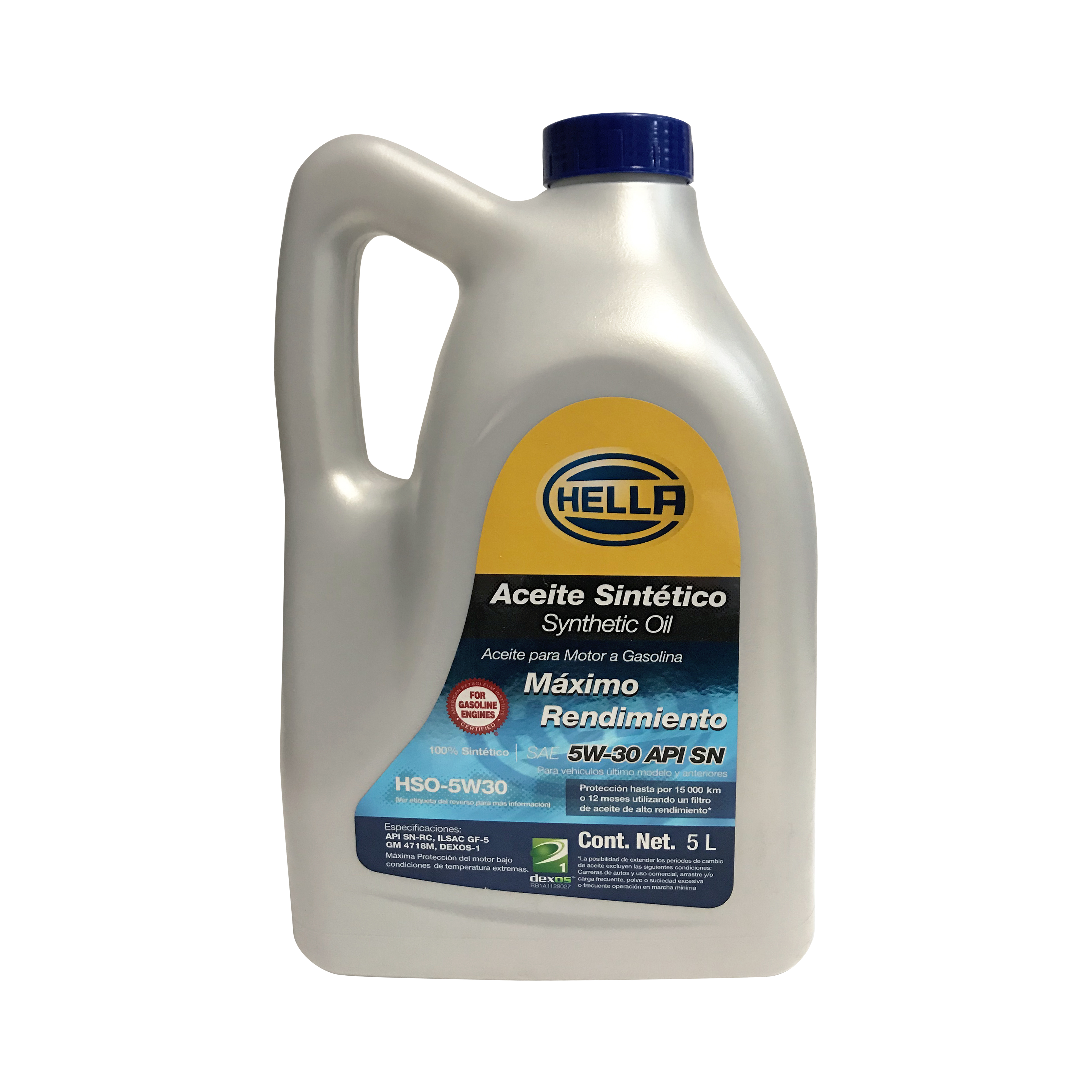 Aceite de Motor 5w30 Hella 100% Sintético Api SN de 5 l