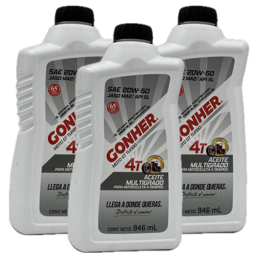 Aceite para Motocicleta 4 Tiempos 3 Litros Gonher Moto Gt Turbo 20w50