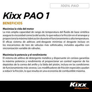 Foto 4 | Aceite De Motor Sintético Kixx Pao 1 Sn 0w-30, 4l