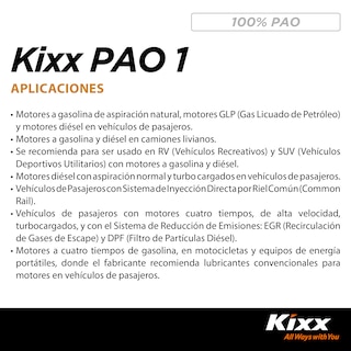 Foto 3 | Aceite De Motor Sintético Kixx Pao 1 Sn 0w-30, 1l