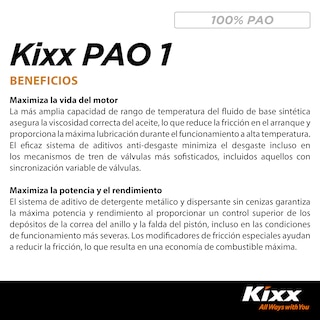 Foto 4 | Aceite De Motor Sintético Kixx Pao 1 Sn 0w-30, 1l