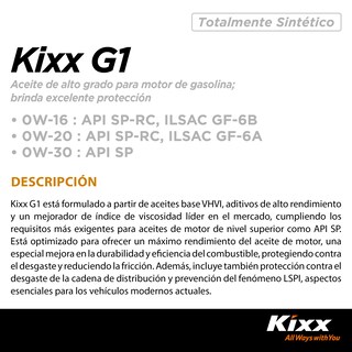 Foto 2 | Aceite De Motor Sintético Kixx G1 Sp 5w-20, 4l