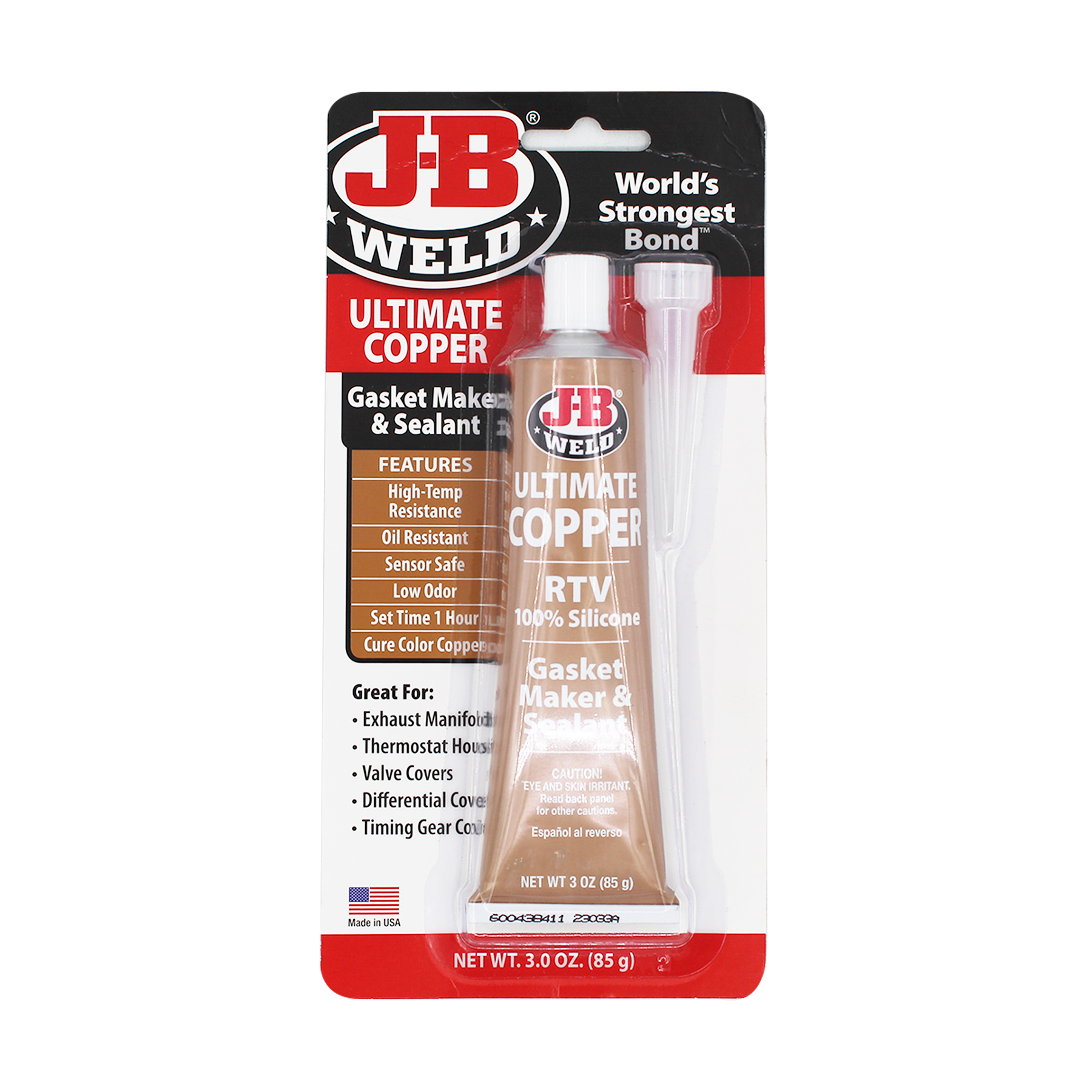 J-b Weld  Ultimate Copper  Sellador Y Creador De Junta De Silicona Rtv  32325  85gr.