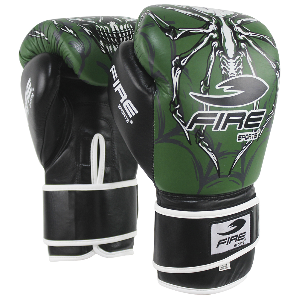 Foto 2 pulgar | Guantes de Box de Piel Fire Sports Spider 12oz color Verde