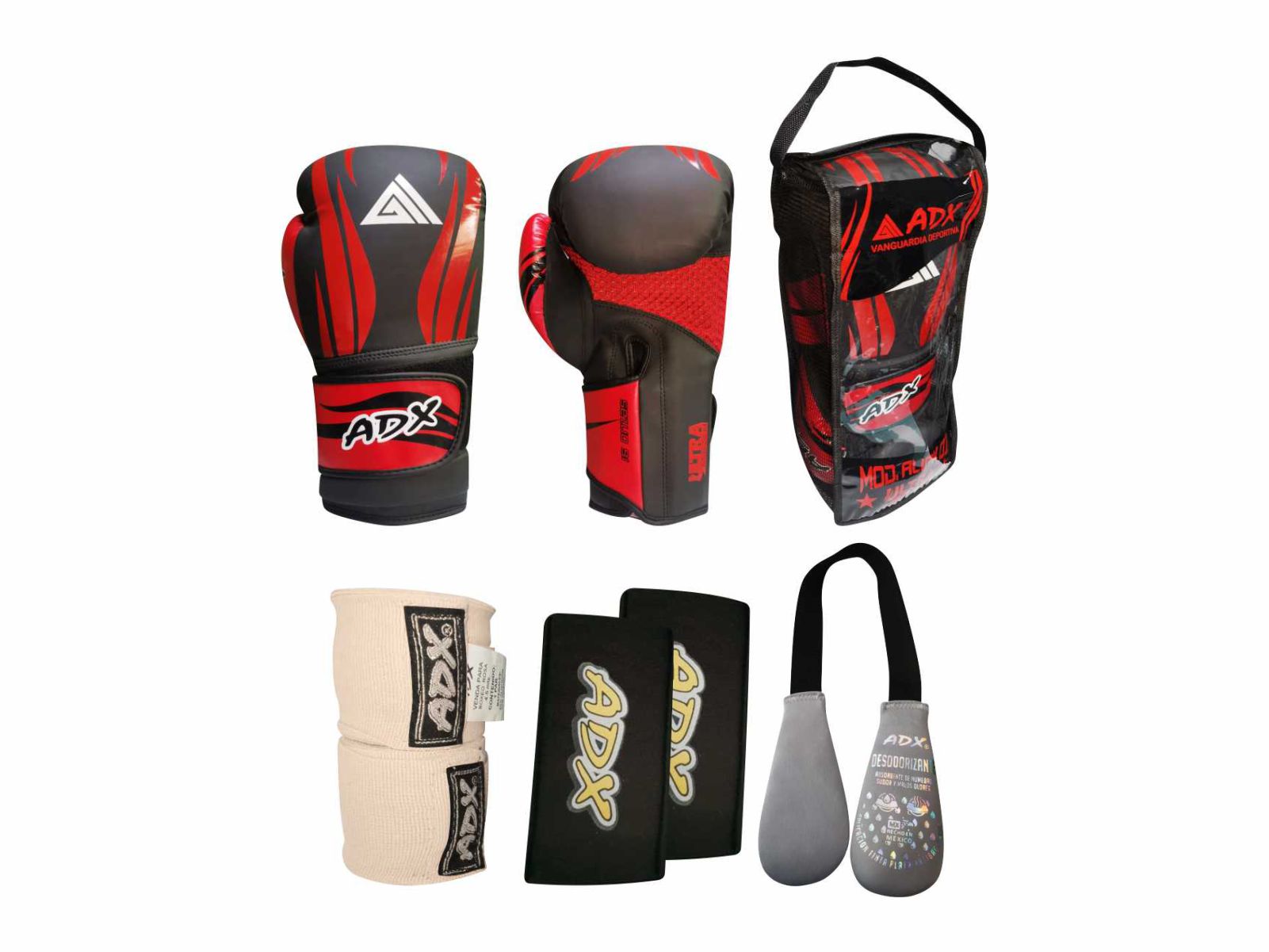 Foto 2 pulgar | Kit 2 Guantes de Entrenamiento para Box Mod Alipk + Complementos color Rojo 12 Oz