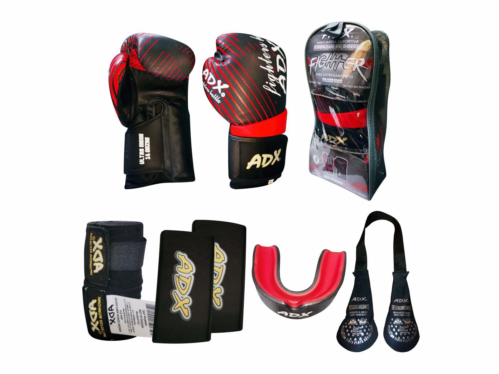 Foto 3 pulgar | Kit de Guantes de Boxeo Fighter Adx color Rojo Kit de 8 Oz