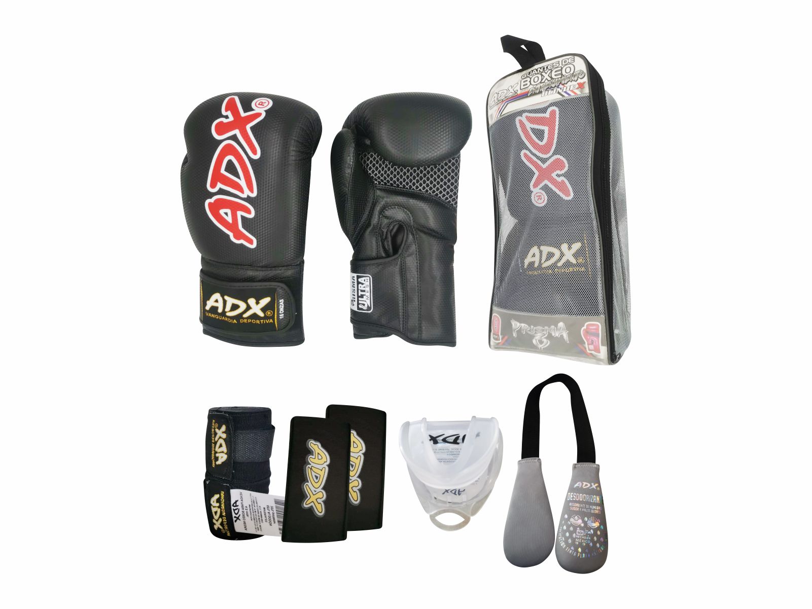 Kit De Guantes Para Boxeo Mod Prisma  3 Negro 16 Onzas