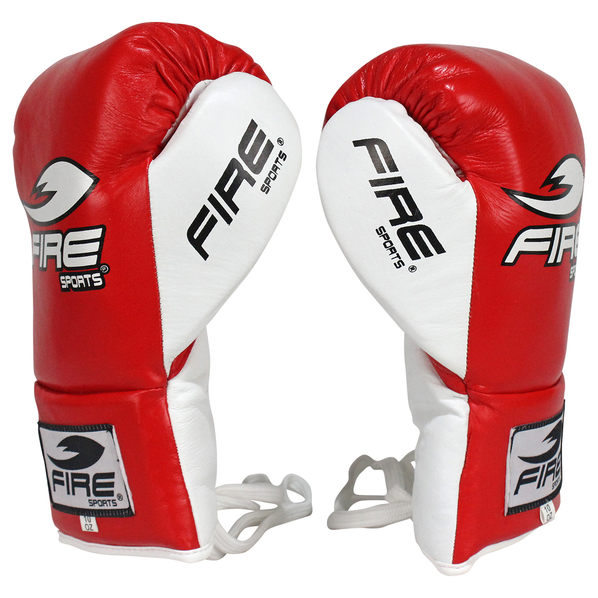 Guantes De Piel Fire Sports Para Peleas Profesionales de agujeta color Rojo 8 Oz