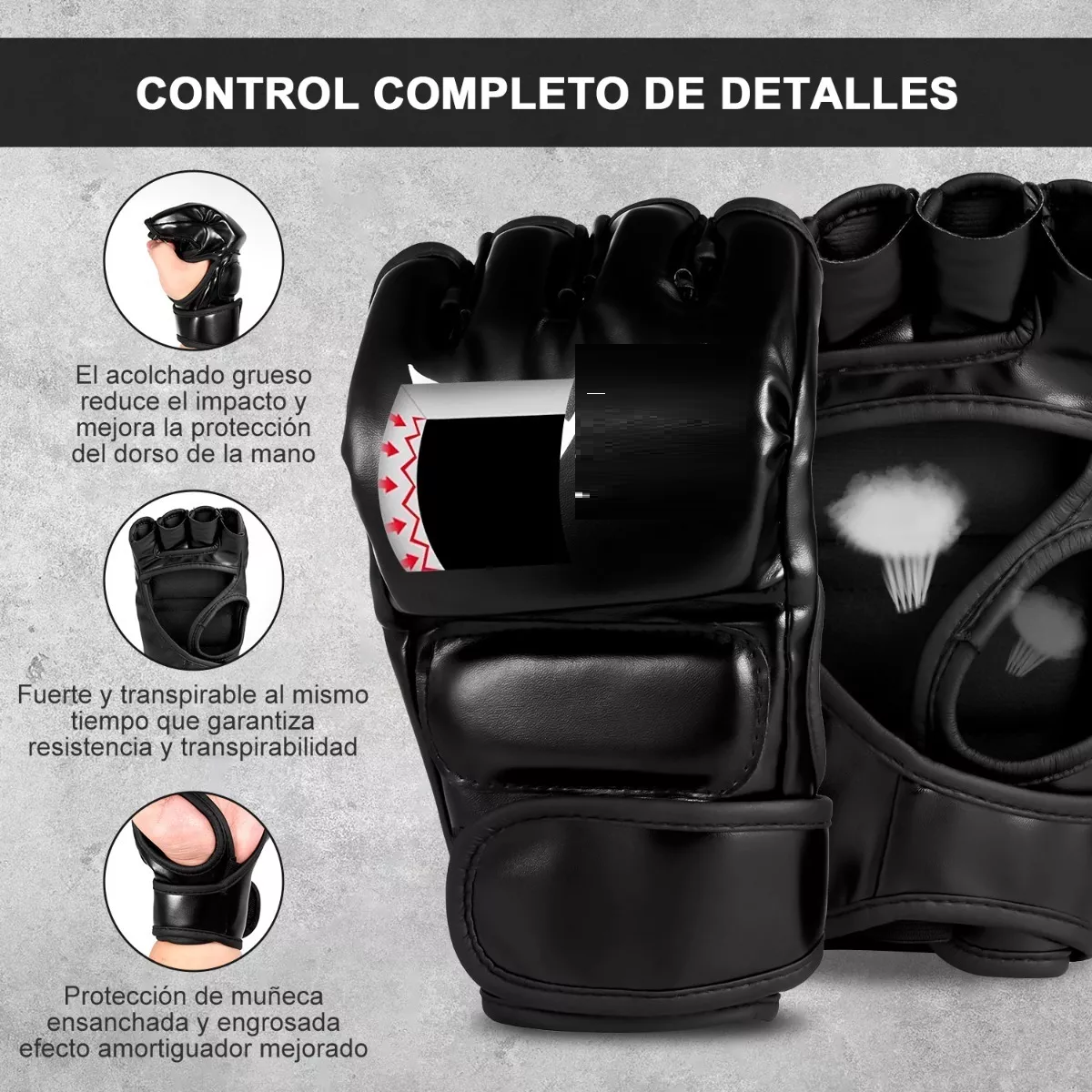 Foto 3 pulgar | Guantes Eo Safe Imports Esi-5578 Negro de Cuero PU para Boxeo