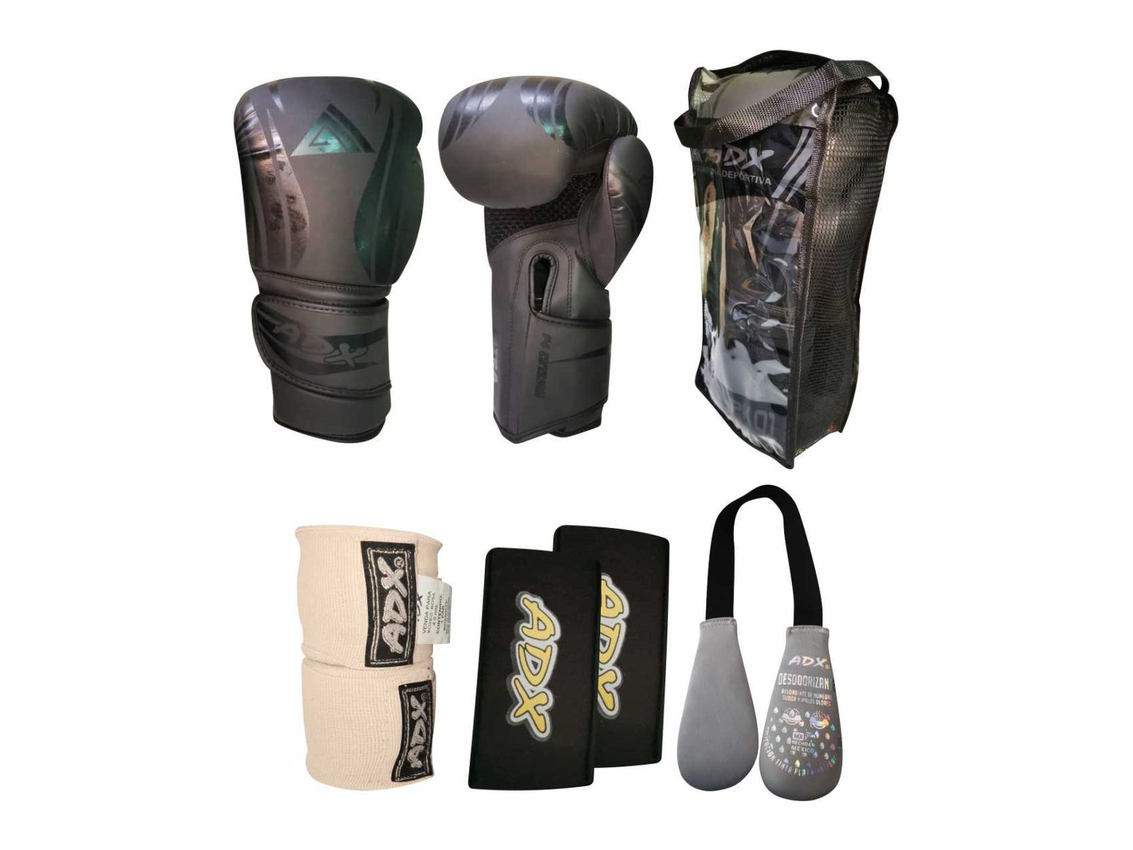 Foto 2 pulgar | Kit De Guantes Alipk + Completos Negro 12 Oz