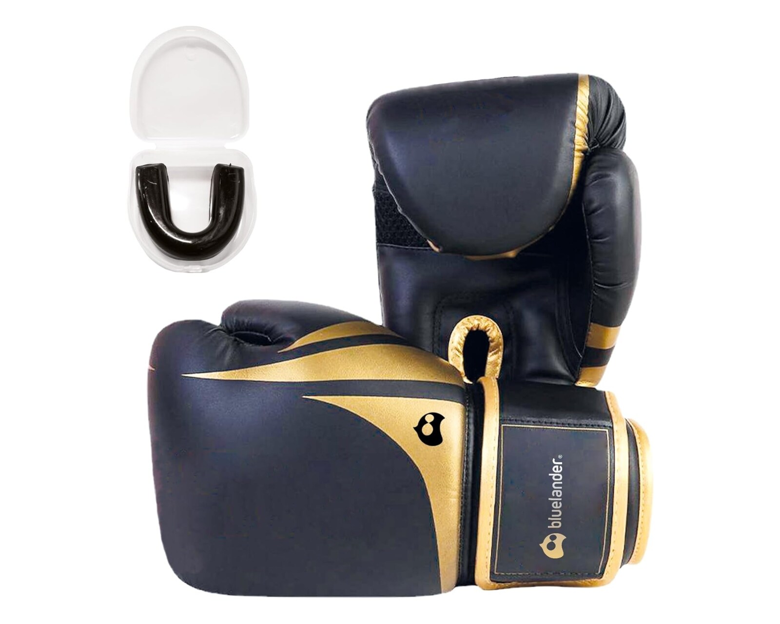 Guantes de Boxeo Bluelander de 8 OZ color Negro Protector Bucal Incluido Correa de Velcro Unisex $399