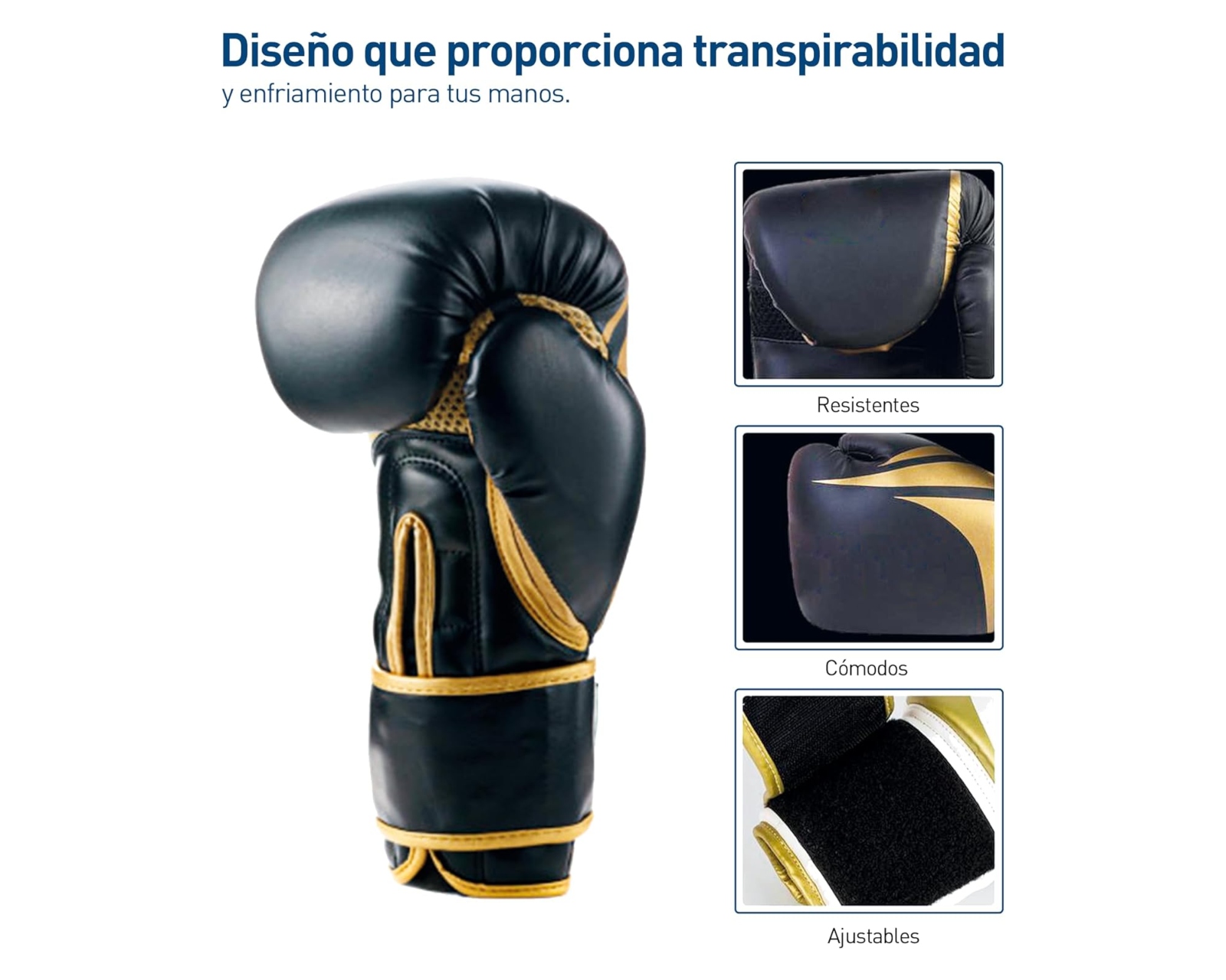 Foto 4 pulgar | Guantes de Boxeo Bluelander de 8 OZ color Negro Protector Bucal Incluido Correa de Velcro Unisex