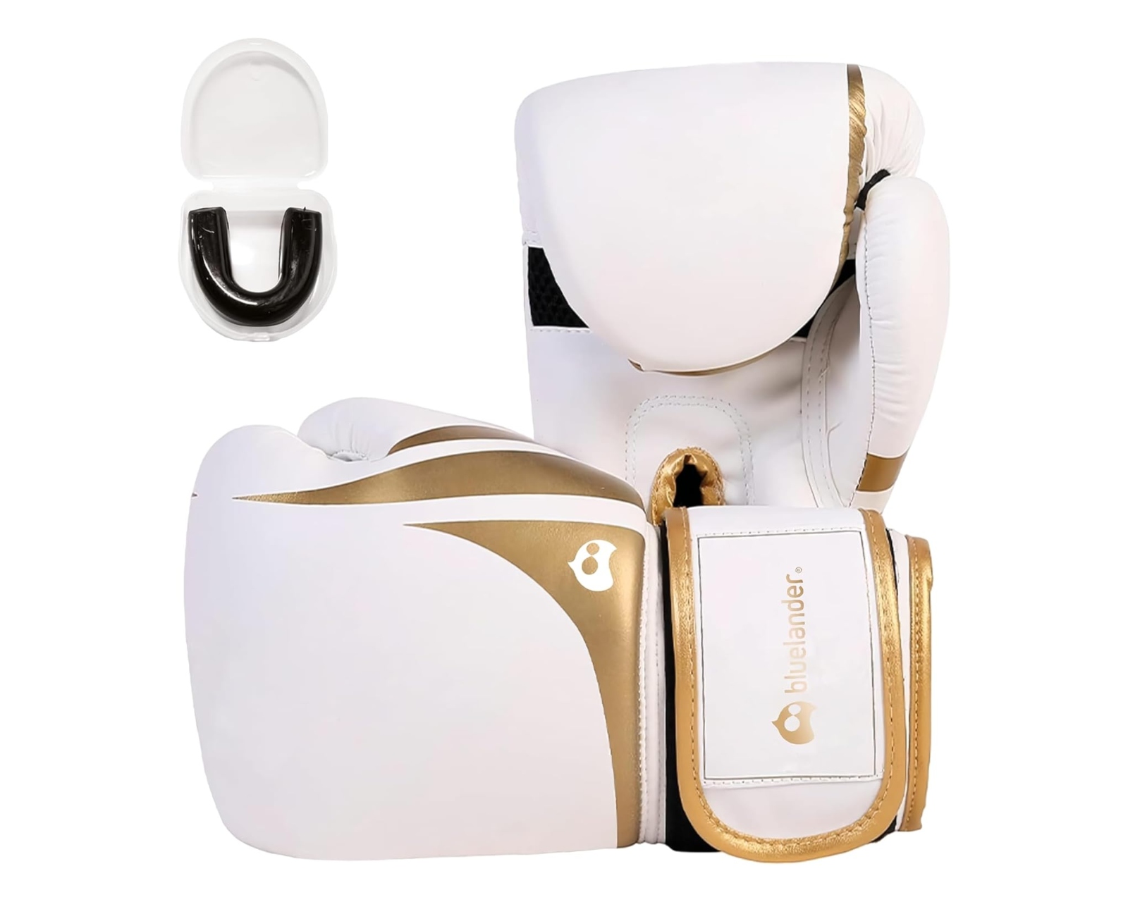 Guantes de Boxeo Bluelander de 8 OZ color Blanco Protector Bucal Incluido Correa de Velcro Unisex