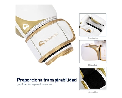 Foto 3 | Guantes de Boxeo Bluelander de 8 OZ color Blanco Protector Bucal Incluido Correa de Velcro Unisex