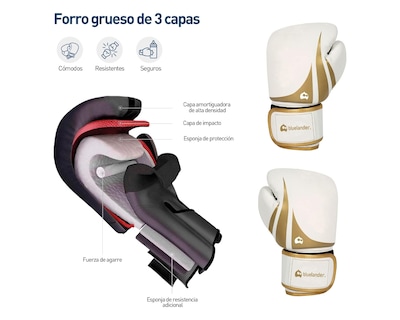 Foto 4 | Guantes de Boxeo Bluelander de 8 OZ color Blanco Protector Bucal Incluido Correa de Velcro Unisex