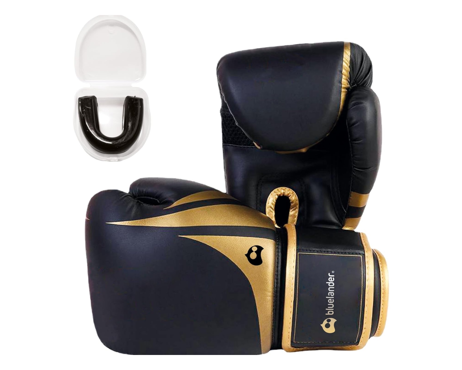 Guantes de Boxeo Bluelander de 14 OZ color Negro Protector Bucal Incluido Correa de Velcro Unisex