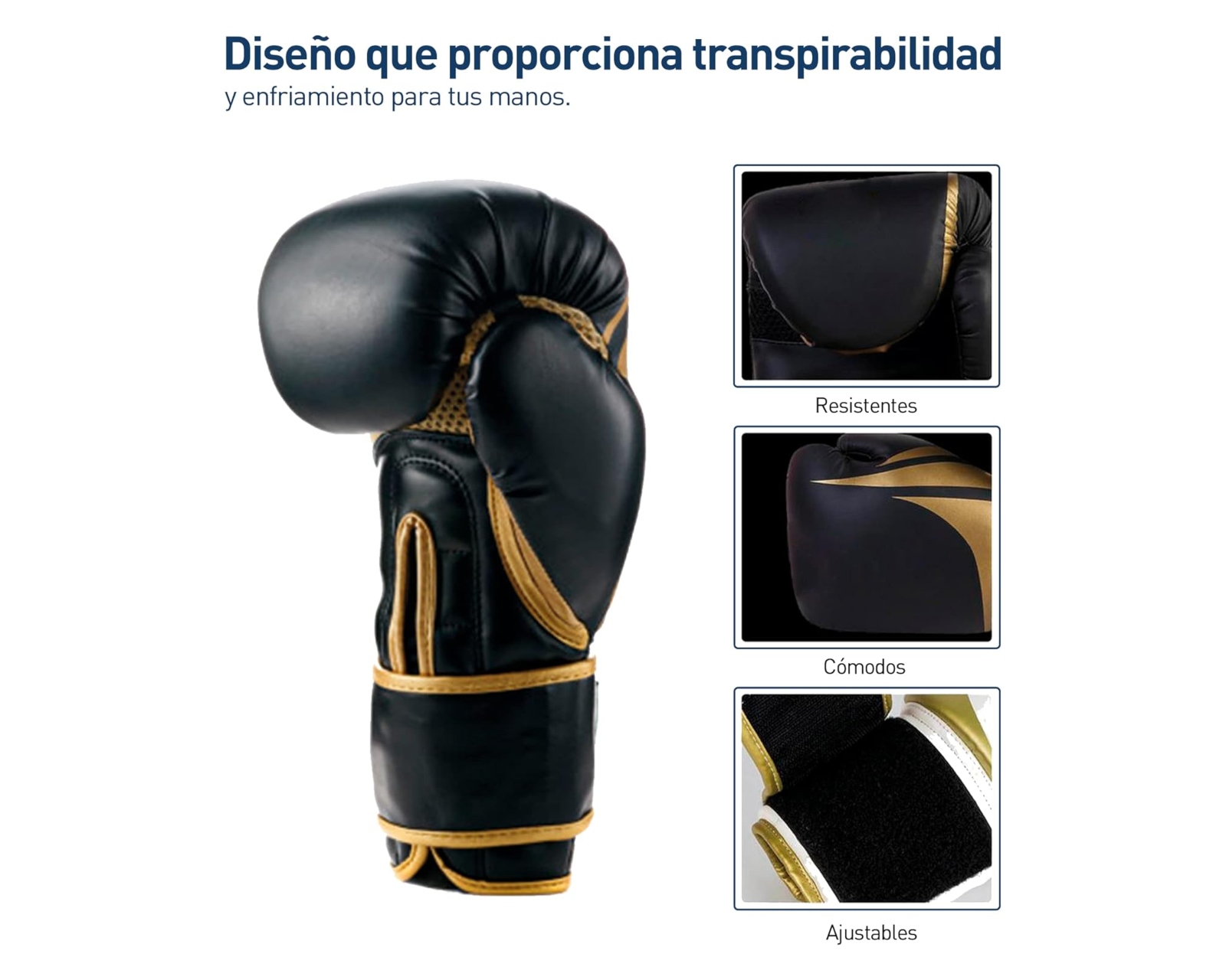 Foto 4 pulgar | Guantes de Boxeo Bluelander de 14 OZ color Negro Protector Bucal Incluido Correa de Velcro Unisex