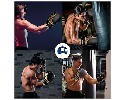 Foto 7 | Guantes de Boxeo Bluelander de 14 OZ color Negro Protector Bucal Incluido Correa de Velcro Unisex