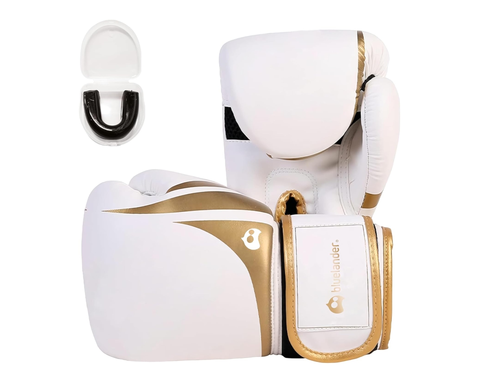 Foto 2 pulgar | Guantes de Boxeo 10 OZ Bluelander color Blanco Protector Bucal Incluido Absorción de Impactos Correa de Velcro Unisex