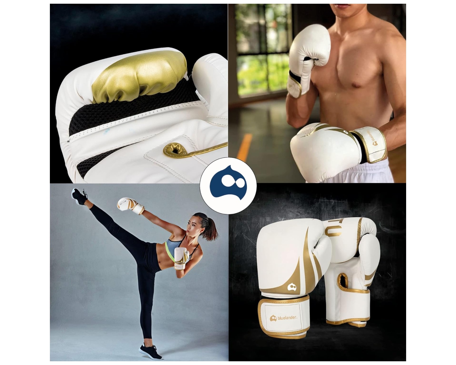 Foto 7 pulgar | Guantes de Boxeo 10 OZ Bluelander color Blanco Protector Bucal Incluido Absorción de Impactos Correa de Velcro Unisex