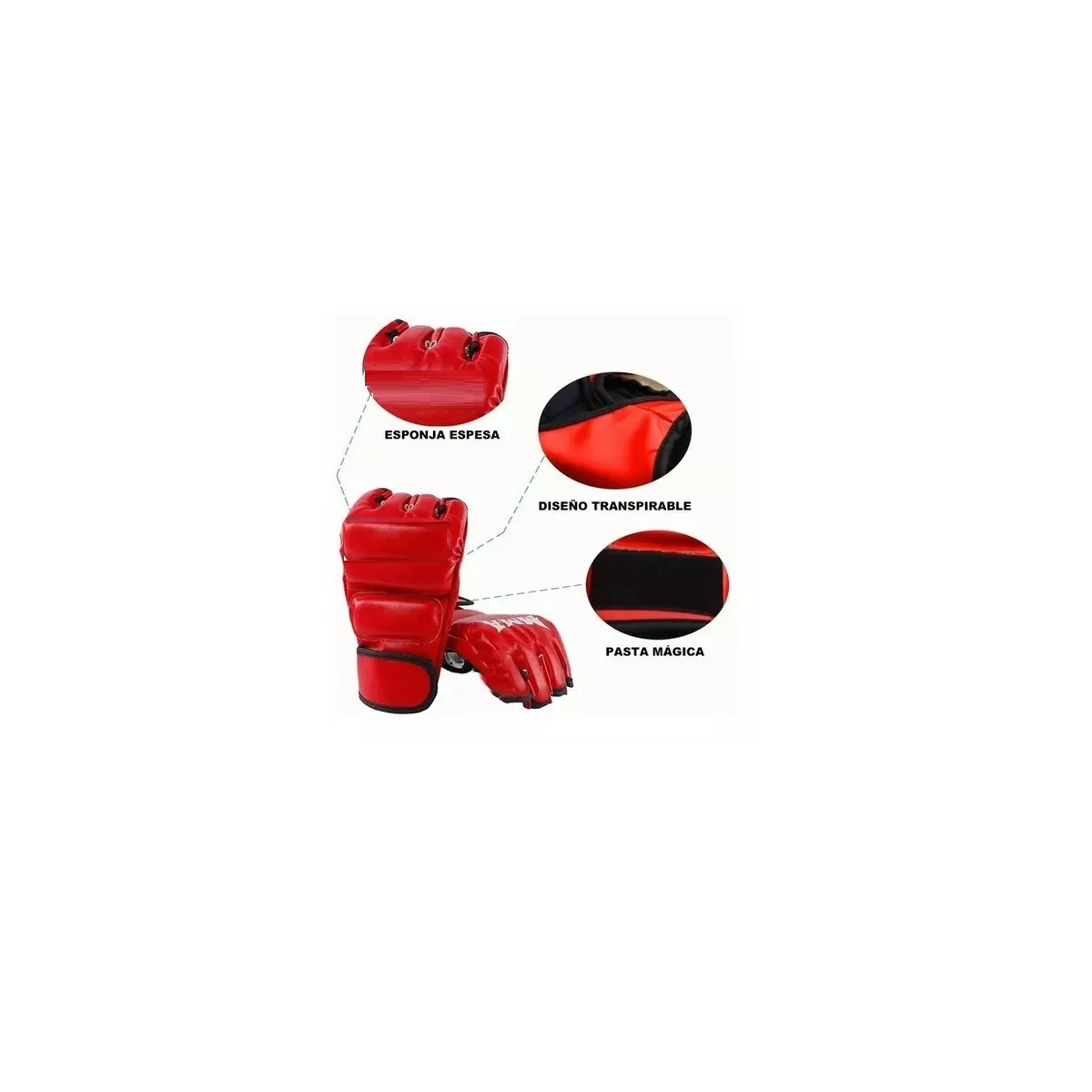 Foto 3 pulgar | Guantes De Boxeo Con Entrenamiento De Medio Dedo Kickboxing Eo Safe Imports Esi-9231 Rojo