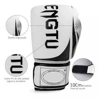 Foto 2 | Guantes de Box Para Kickboxing Strap de Velcro 16 Oz Eo Safe Imports Esi-11139 Blancos