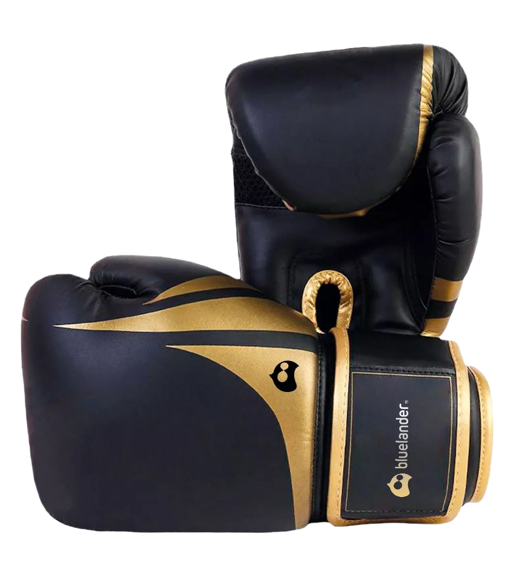 Guantes De Box Entrenamiento Kickboxing Adulto Velcro 8-12oz Negro/dorado