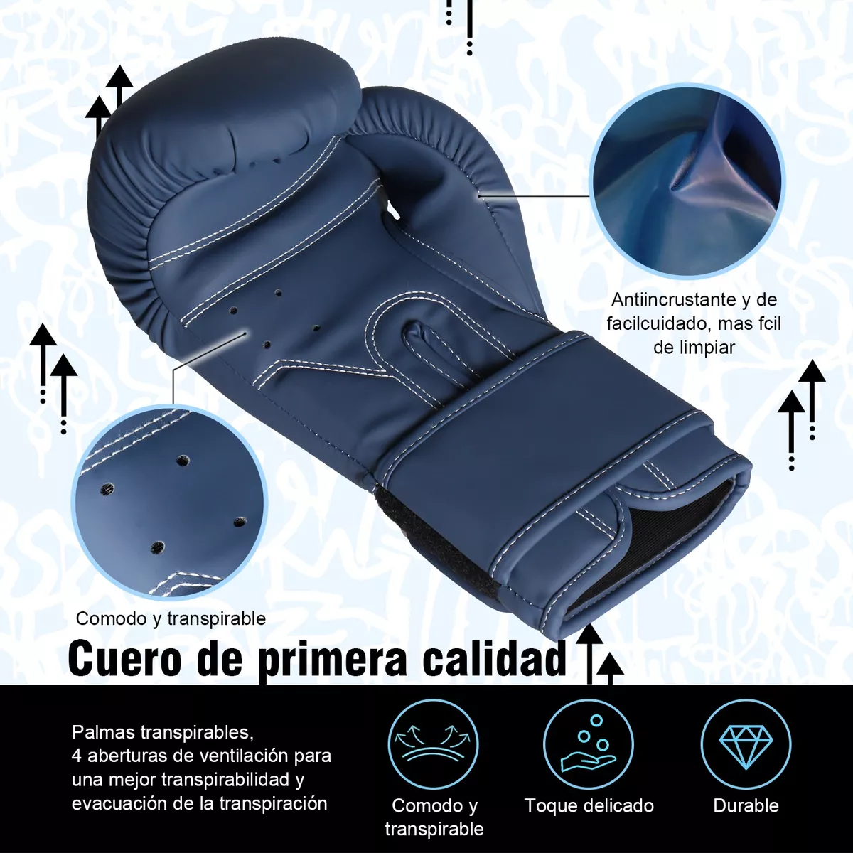 Foto 3 pulgar | Guantes De Box  Para Kickboxing, Strap 16oz Eo Safe Imports Esi-14869 Azul