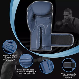 Foto 3 | Guantes De Box Para Kickboxing, Strap 16oz Eo Safe Imports Esi-14869 Azul