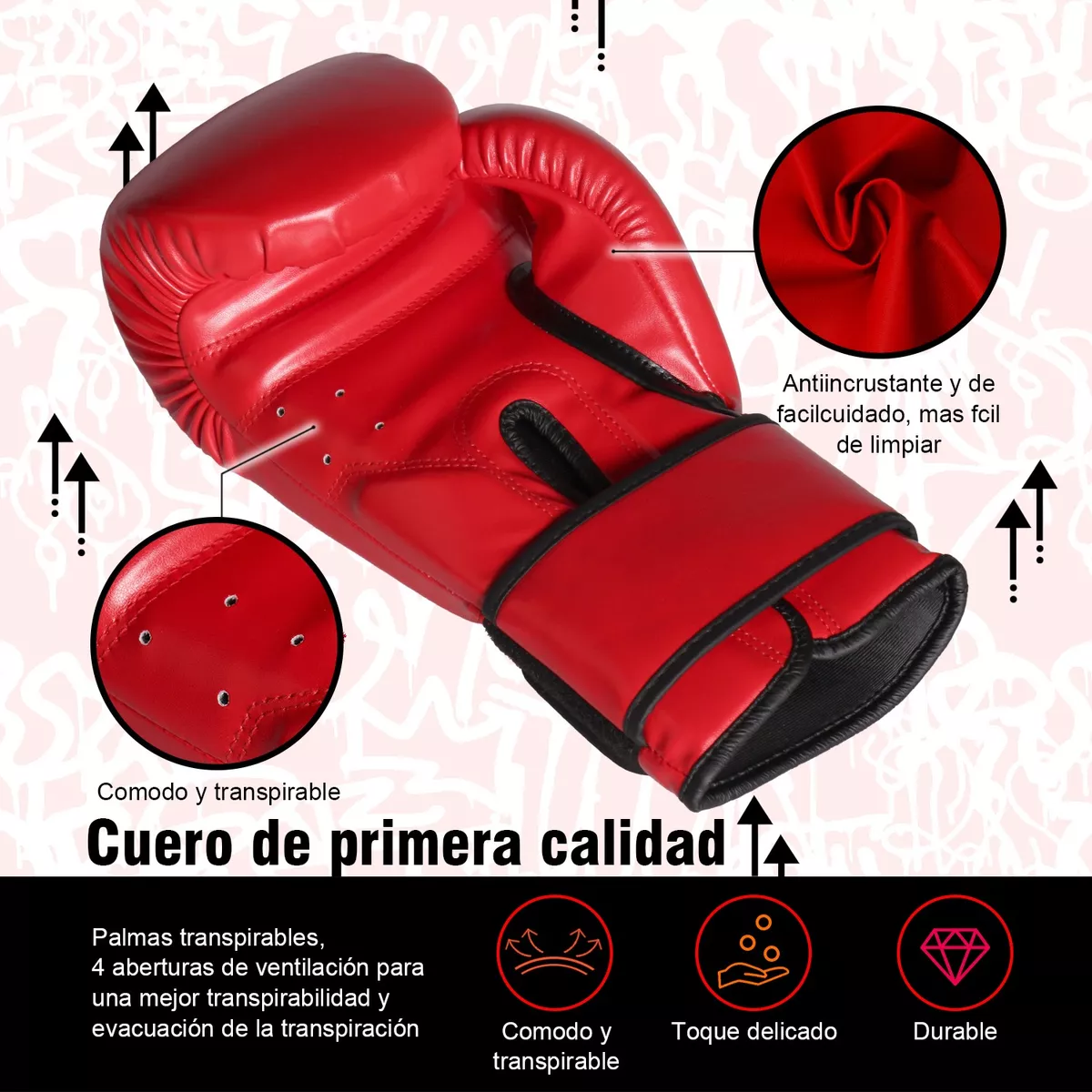 Foto 4 pulgar | Guantes De Box Para Kickboxing, Strap  16oz Eo Safe Imports Esi-14871 Rojo