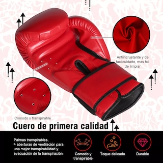 Foto 3 | Guantes De Box Para Kickboxing, Strap 140z Eo Safe Imports Esi-14870 Rojo