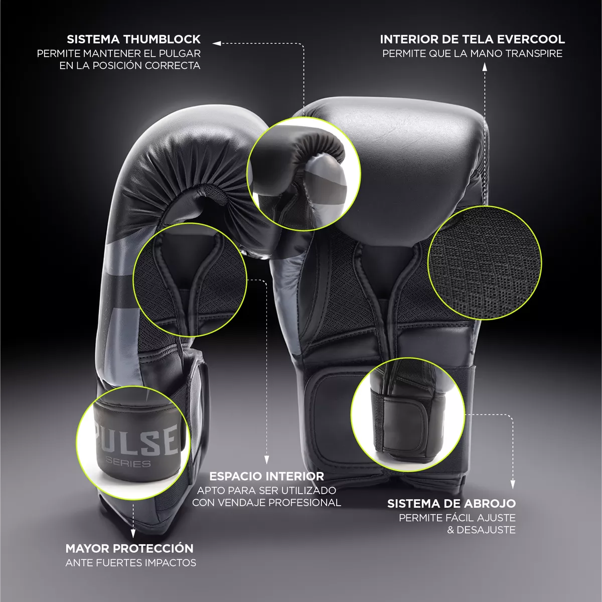 Foto 3 pulgar | Guantes De Boxeo 12 Oz Kick Boxing Profesional Thai Mma Eo Safe Imports Esi-17484 Negro