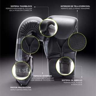 Foto 2 | Guantes De Boxeo 12 Oz Kick Boxing Profesional Thai Mma Eo Safe Imports Esi-17484 Negro