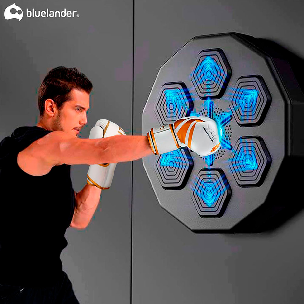 Foto 6 pulgar | Kit Maquina De Boxeo Con Guantes De 12 Oz Bluelander Blanco Con Protector Bucal