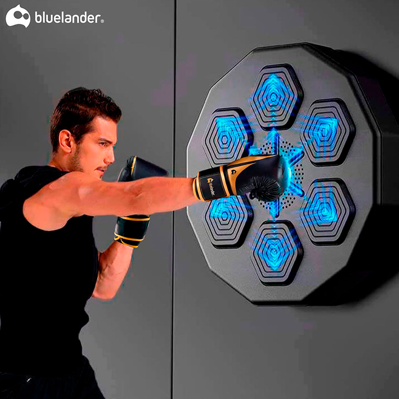 Foto 6 pulgar | Kit Maquina De Boxeo Con Guantes De 16 Oz Bluelander Negro Con Protector Bucal