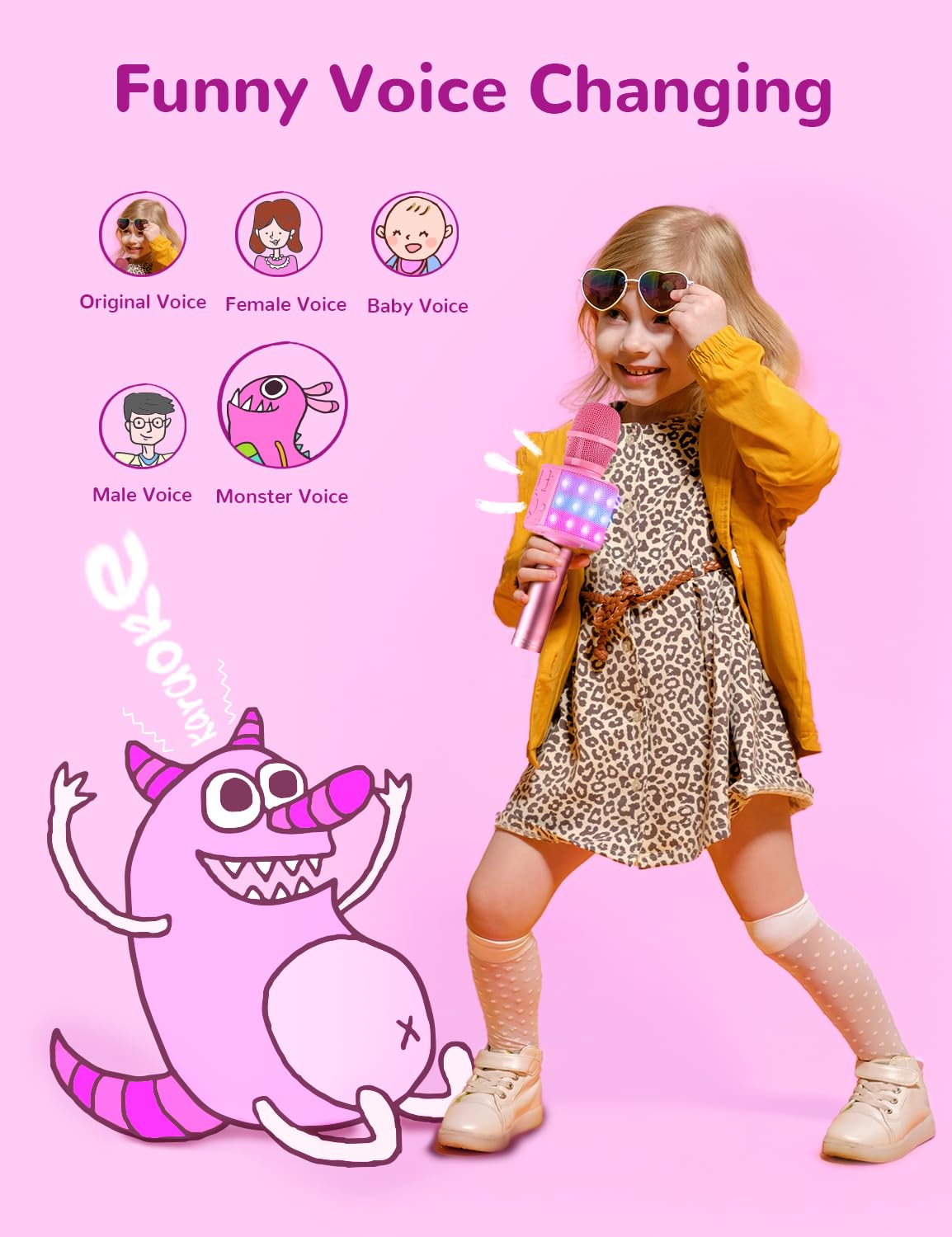 Foto 5 | Micrófono De Karaoke Amazmic Toys Para Niñas Y Niños, Color Rosa - Venta Internacional.