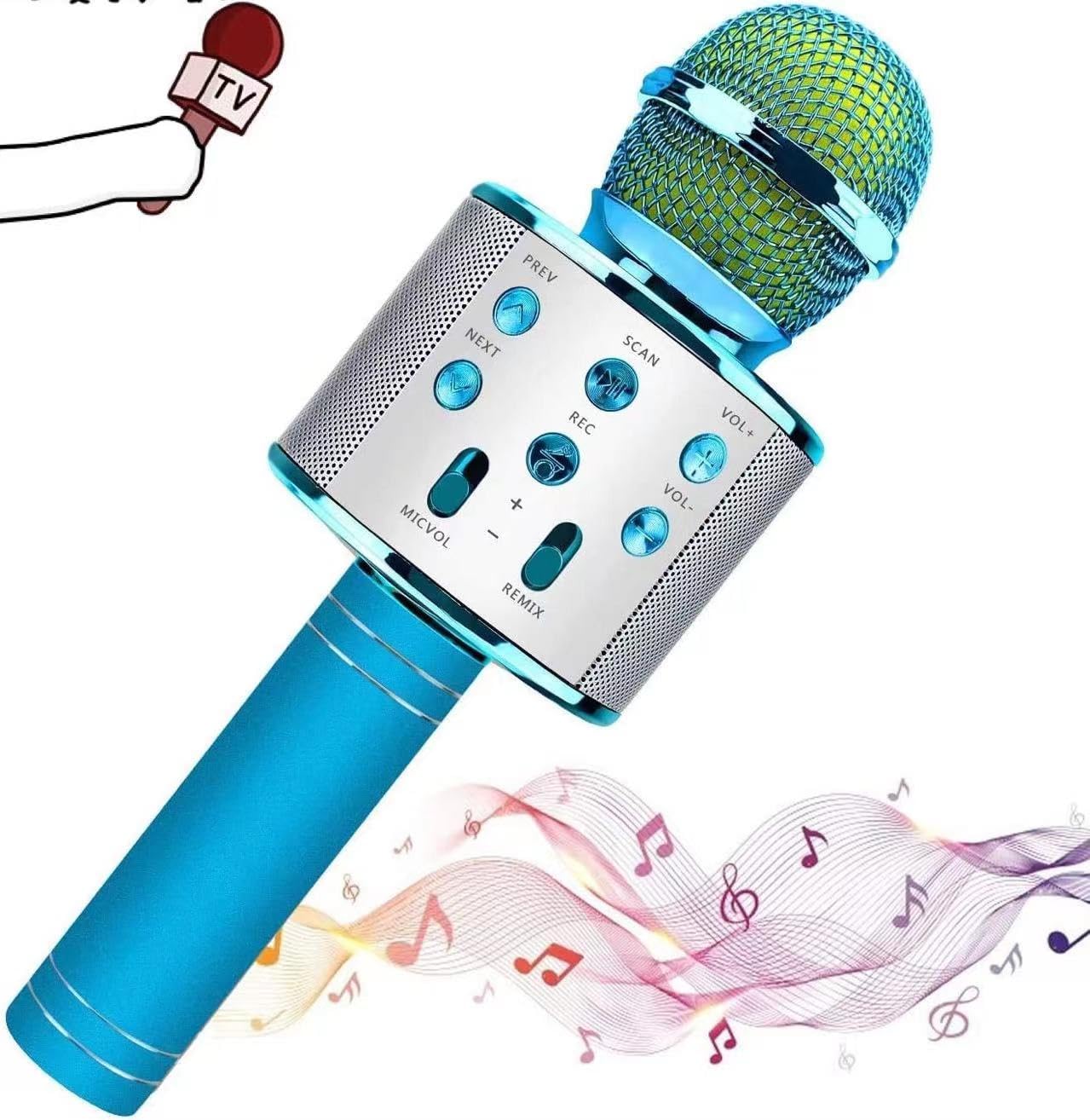 Foto 2 pulgar | Micrófono De Karaoke Inalámbrico Bluetooth Para Niños, Regalo De Fiesta, Azul - Venta Internacional.