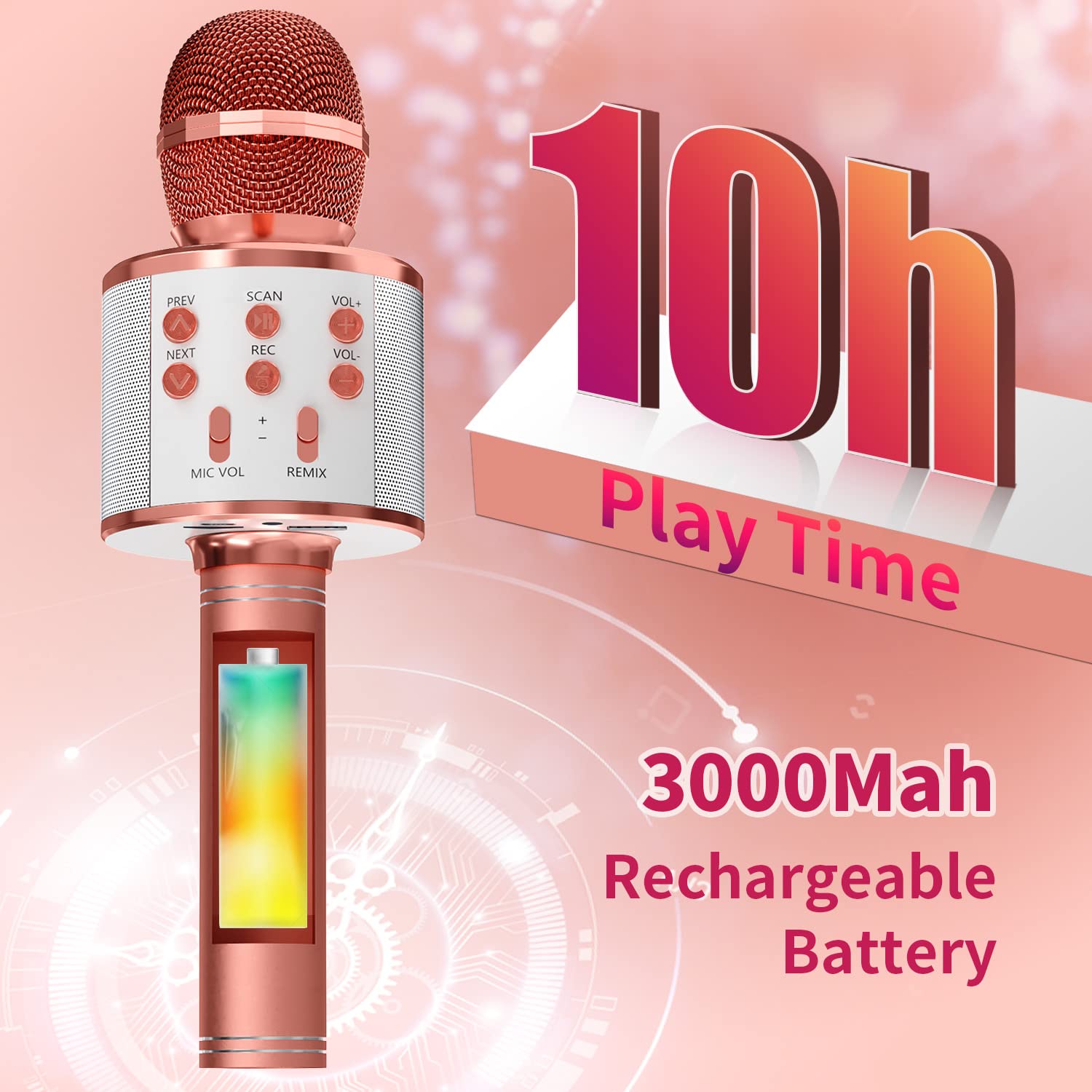 Foto 4 pulgar | Micrófono De Karaoke Giftmic Para Niños, Inalámbrico, Bluetooth, Oro Rosa - Venta Internacional.