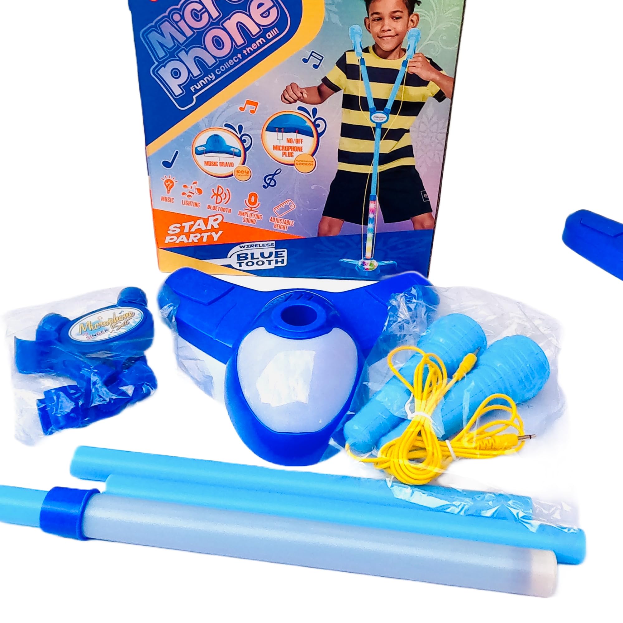 Foto 8 pulgar | Máquina De Karaoke Con Micrófono Bluetooth Para Niños Con Soporte Azul - Venta Internacional.