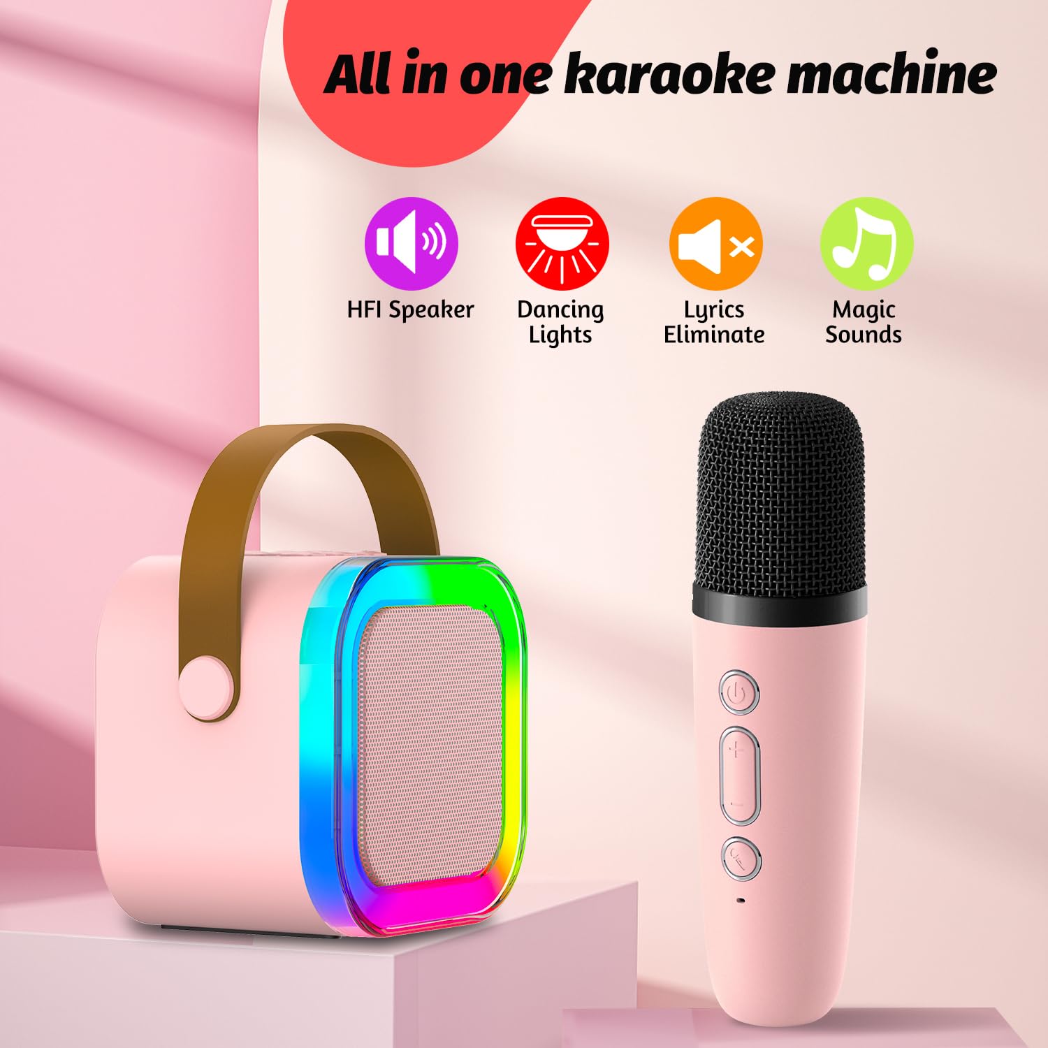 Foto 4 pulgar | Máquina De Micrófono De Karaoke De Juguete Outuvas Para Niños Y Niñas De 4 A 12 Años - Venta Internacional.