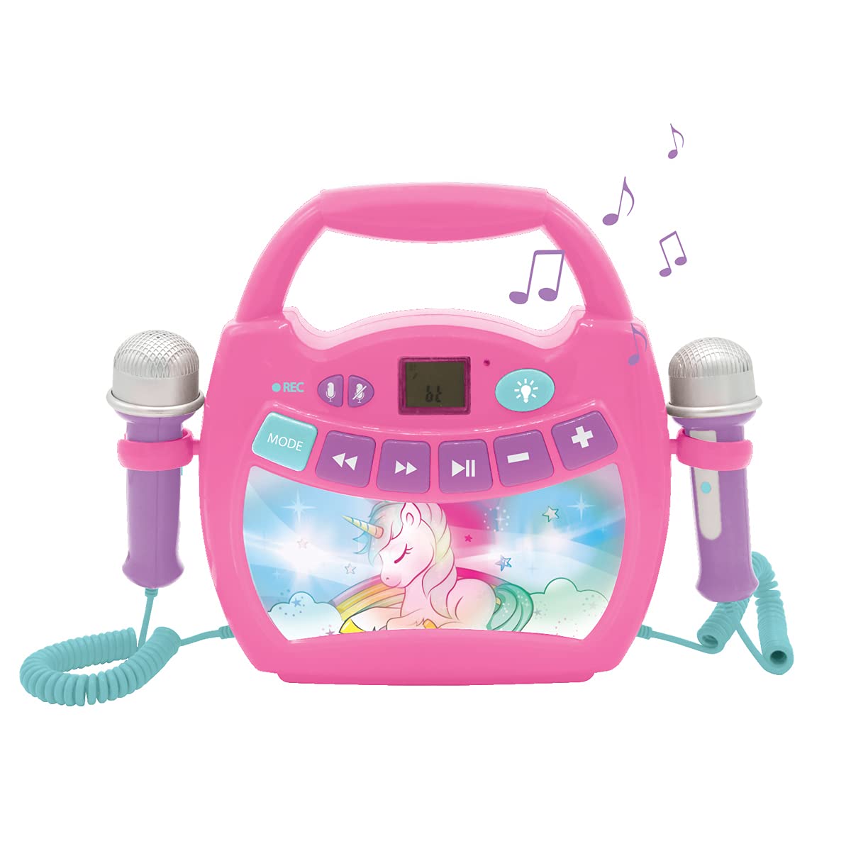 Reproductor Digital Karaoke Lexibook Unicorn Con Micrófonos, Color Rosa - Venta Internacional.