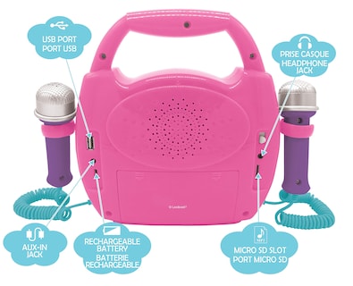 Foto 2 | Reproductor Digital Karaoke Lexibook Unicorn Con Micrófonos, Color Rosa - Venta Internacional.