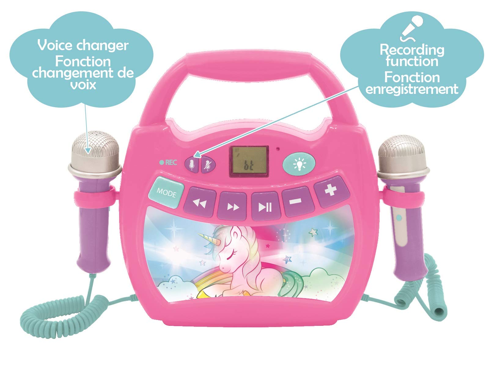 Foto 6 pulgar | Reproductor Digital Karaoke Lexibook Unicorn Con Micrófonos, Color Rosa - Venta Internacional.