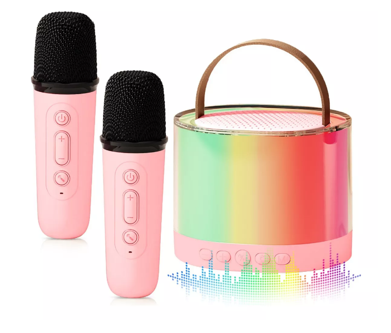 Foto 2 pulgar | 2 Micrófonos Karaoke + Bocina Bluetooth Portátil Para Niños Color Rosa Wünd